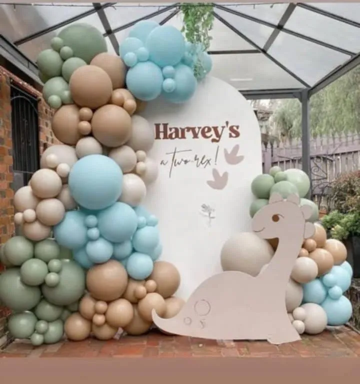 Two Rex balloon backdrop